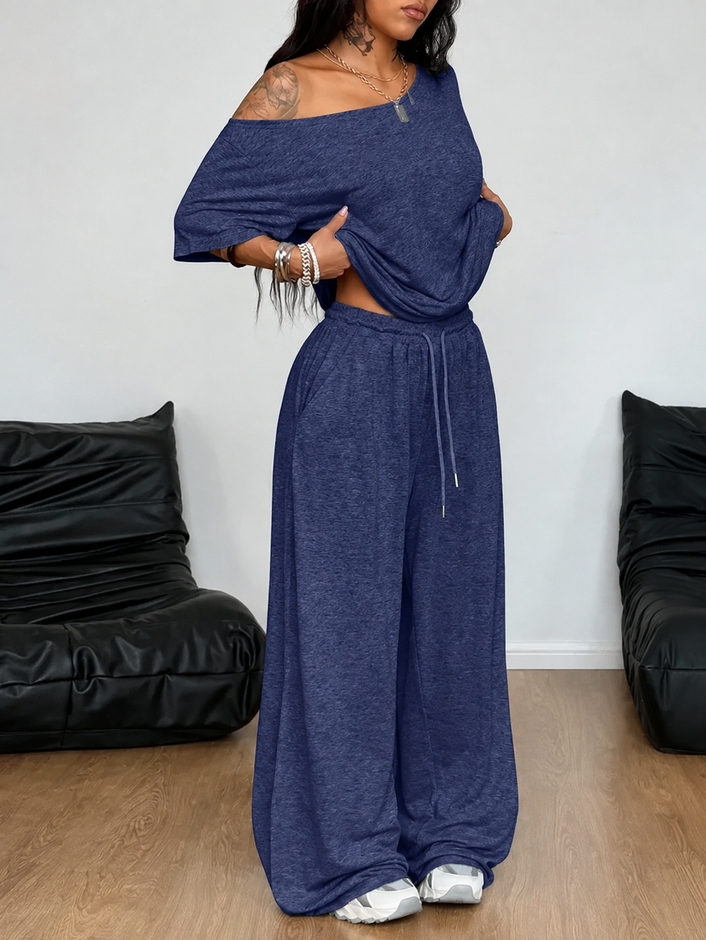Korinna | Ensemble deux pièces sans épaules avec pantalon large