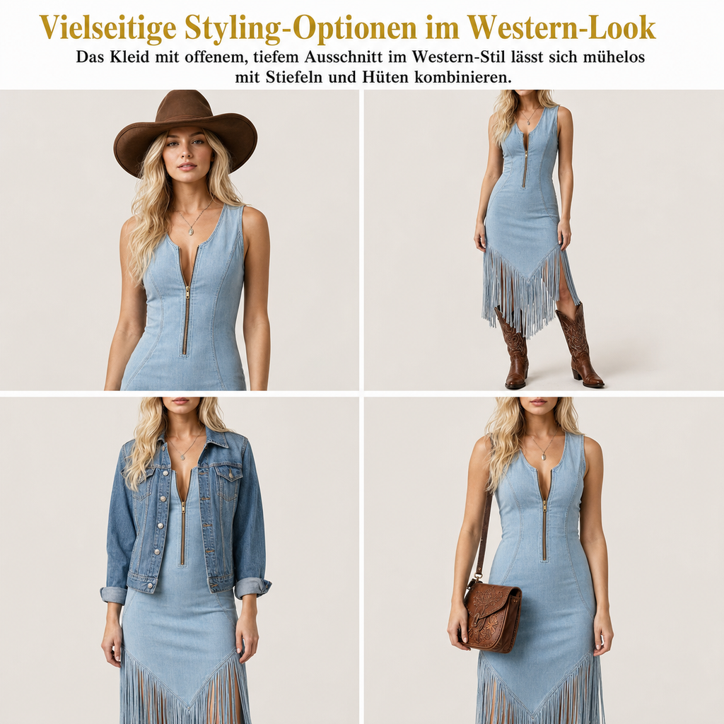Tierra | Robe sans manches à franges avec fermeture éclair frontale