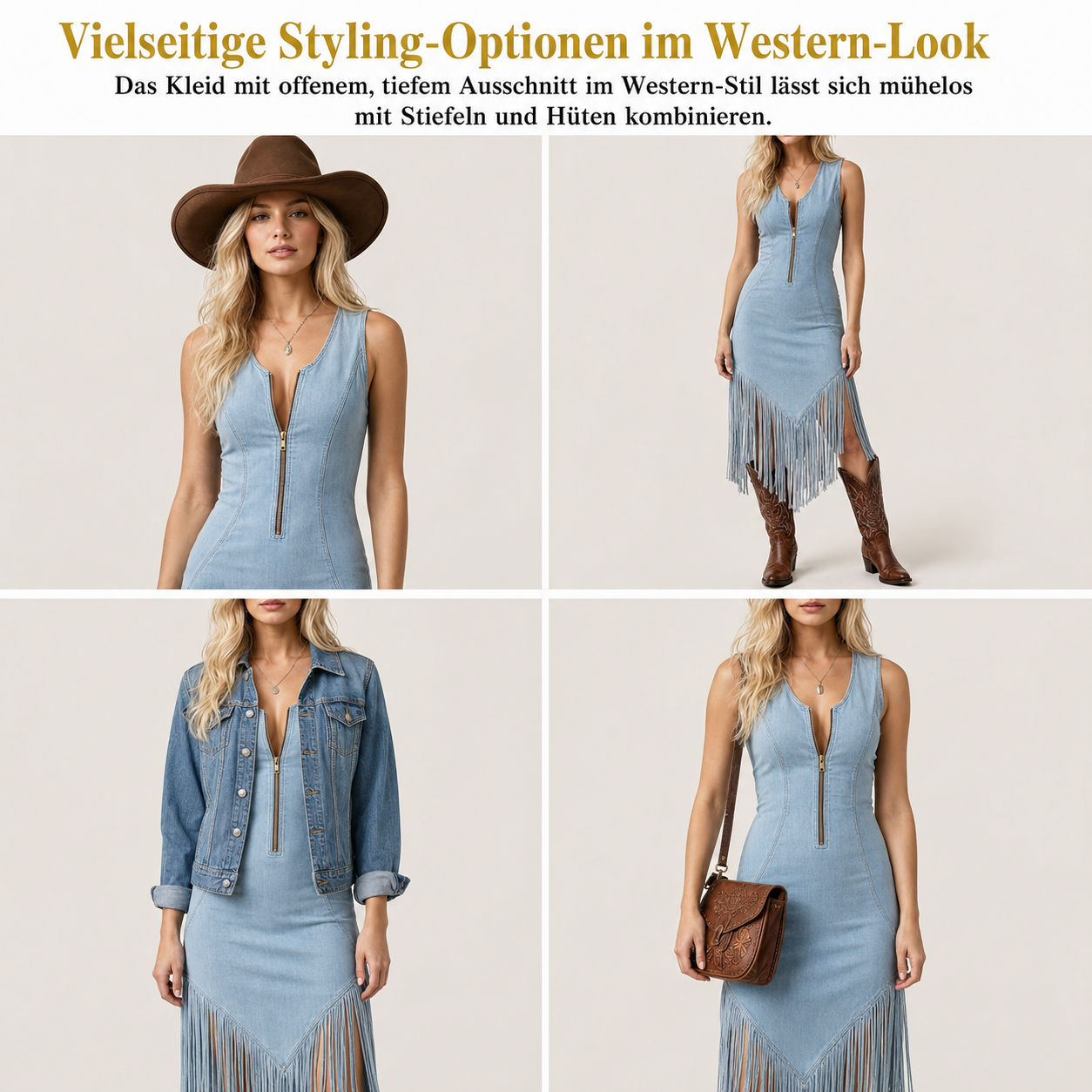 Tierra | Robe sans manches à franges avec fermeture éclair frontale