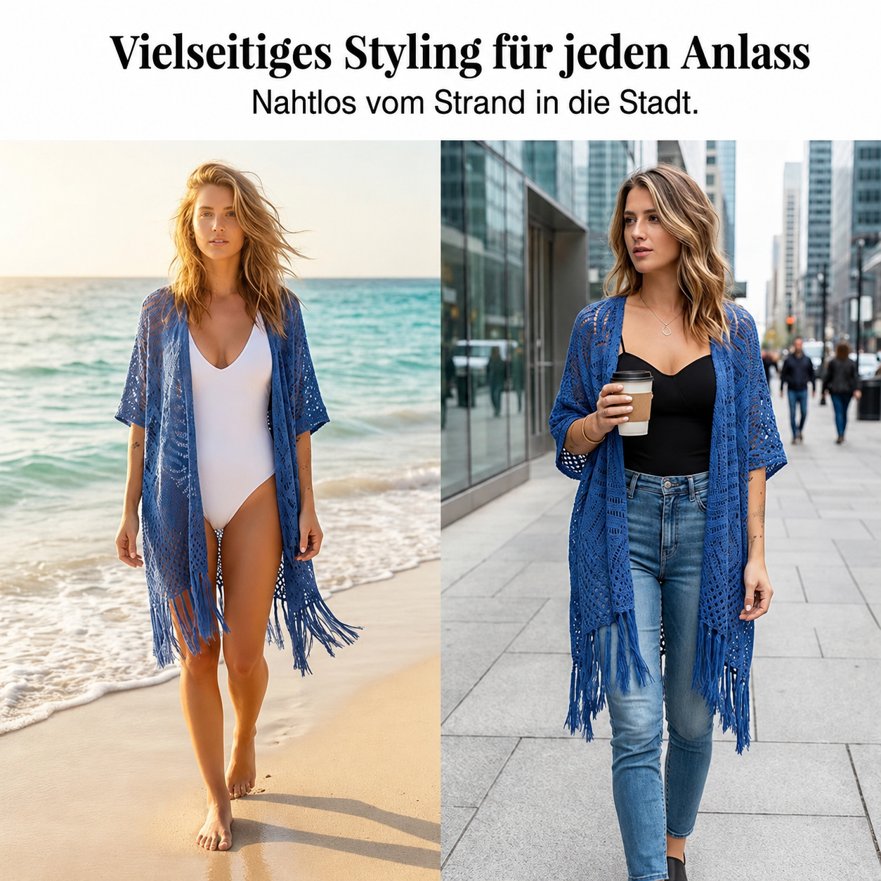 Soravina | Kimono en tricot avec franges et tombé fluide
