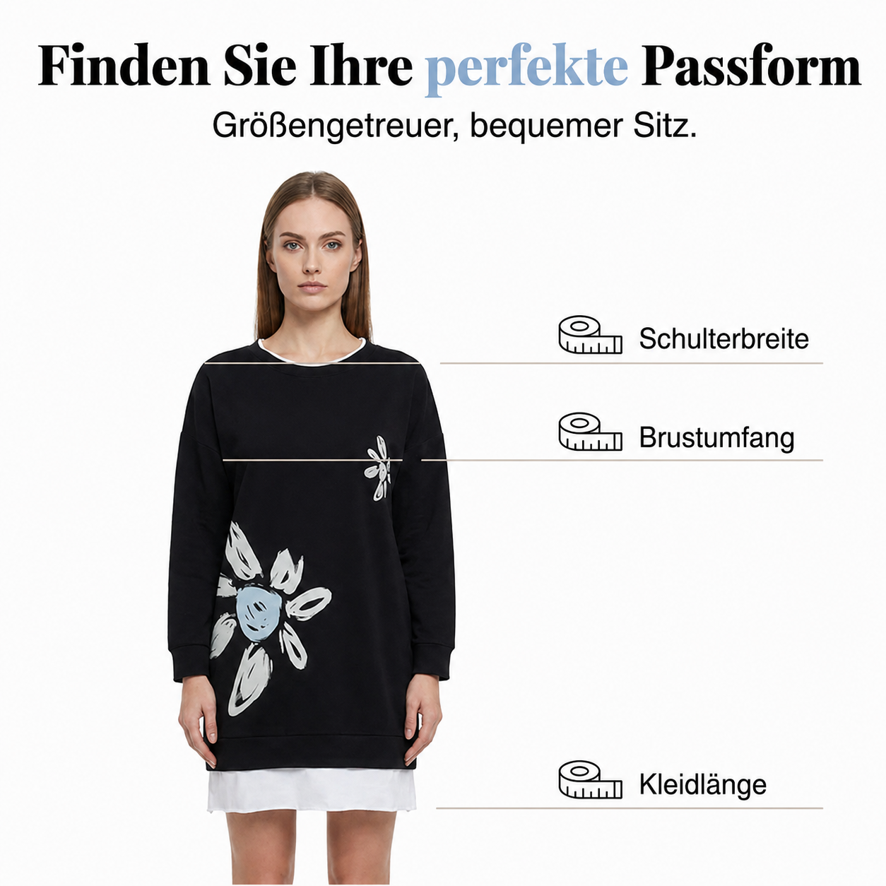 Lercka | Robe longue élégante à manches longues avec accent floral