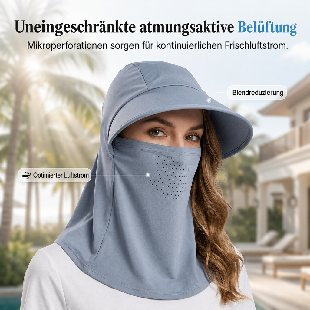 Solvessa | Chapeau de protection solaire respirant avec protection du visage