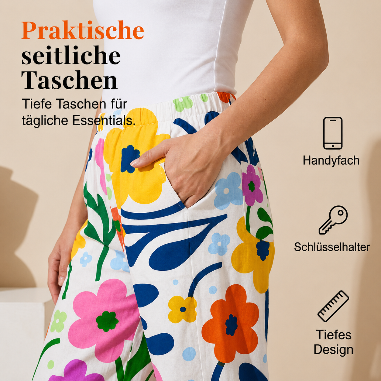 Vianee | Pantalon de loisirs respirant avec motif floral