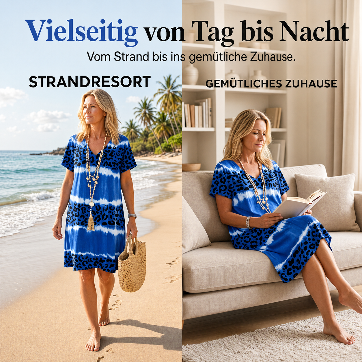 Kalissa | Robe de resort légère avec imprimé léopard tie-dye et décolleté en V