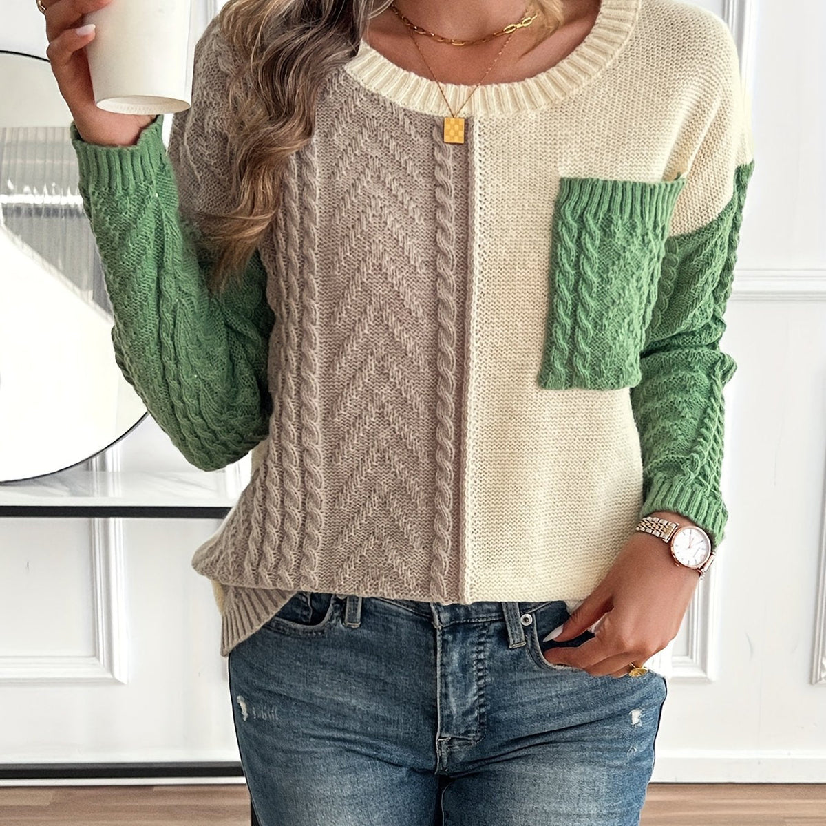 Delia | Pull en Câble Bicolore