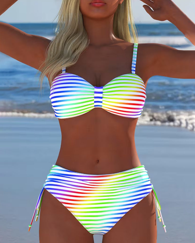 Luereda | Ensemble de bikini coloré avec motif rayé