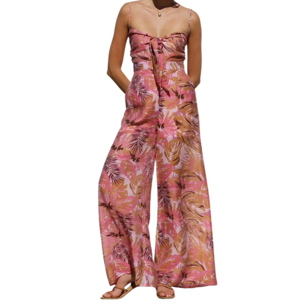 Combinaison Pantalon à Motif Abstrait pour Femme avec Nœud Frontal