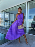 Frolinde | Robe midi élégante à épaule asymétrique