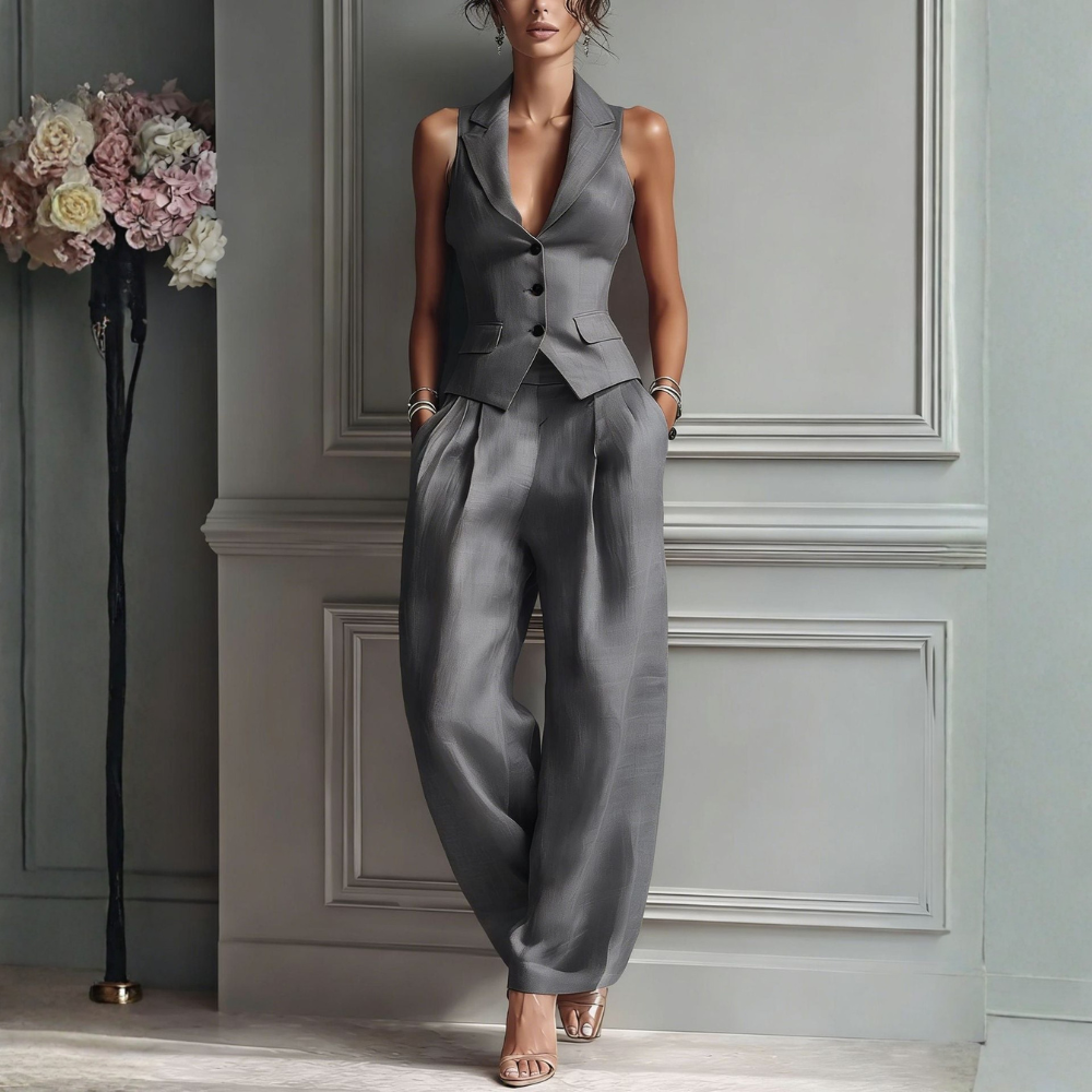Aaliyah | Costume pantalon élégant avec gilet sans manches
