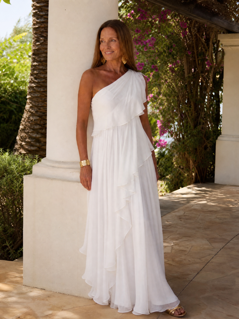 Parietta | Robe maxi élégante avec décolleté asymétrique