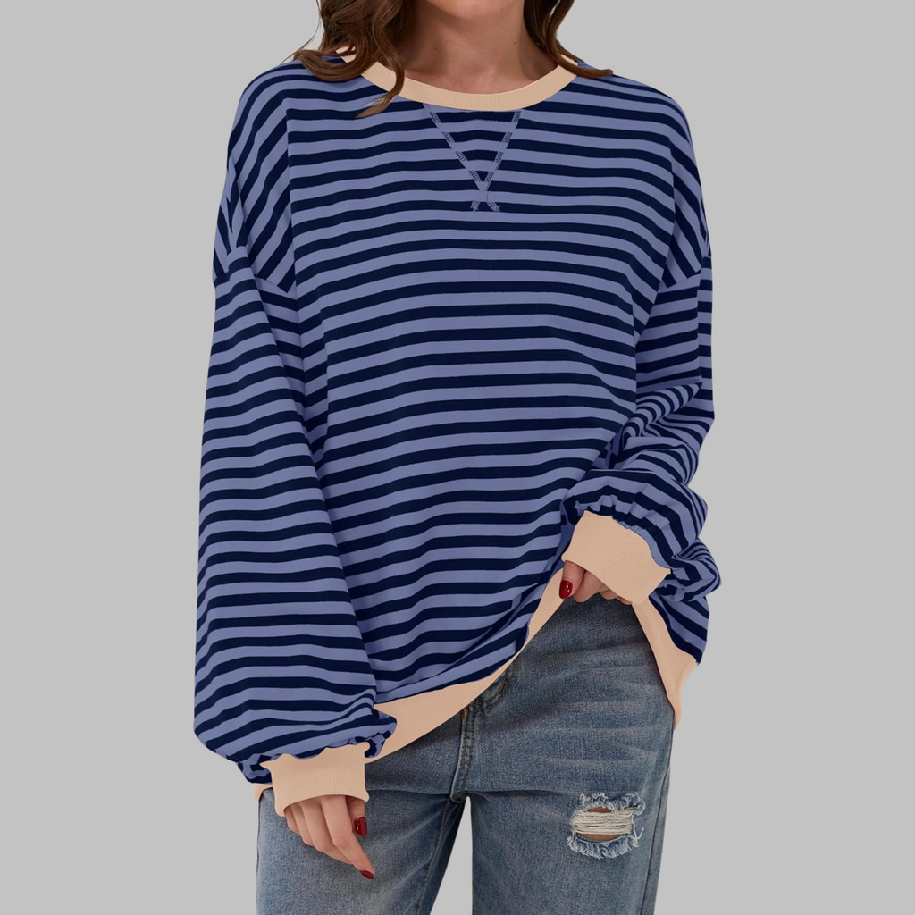 Ellen - Pull Rond à Rayures Élégant