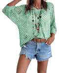 Top Ample en Dentelle à Motif de Diamant
