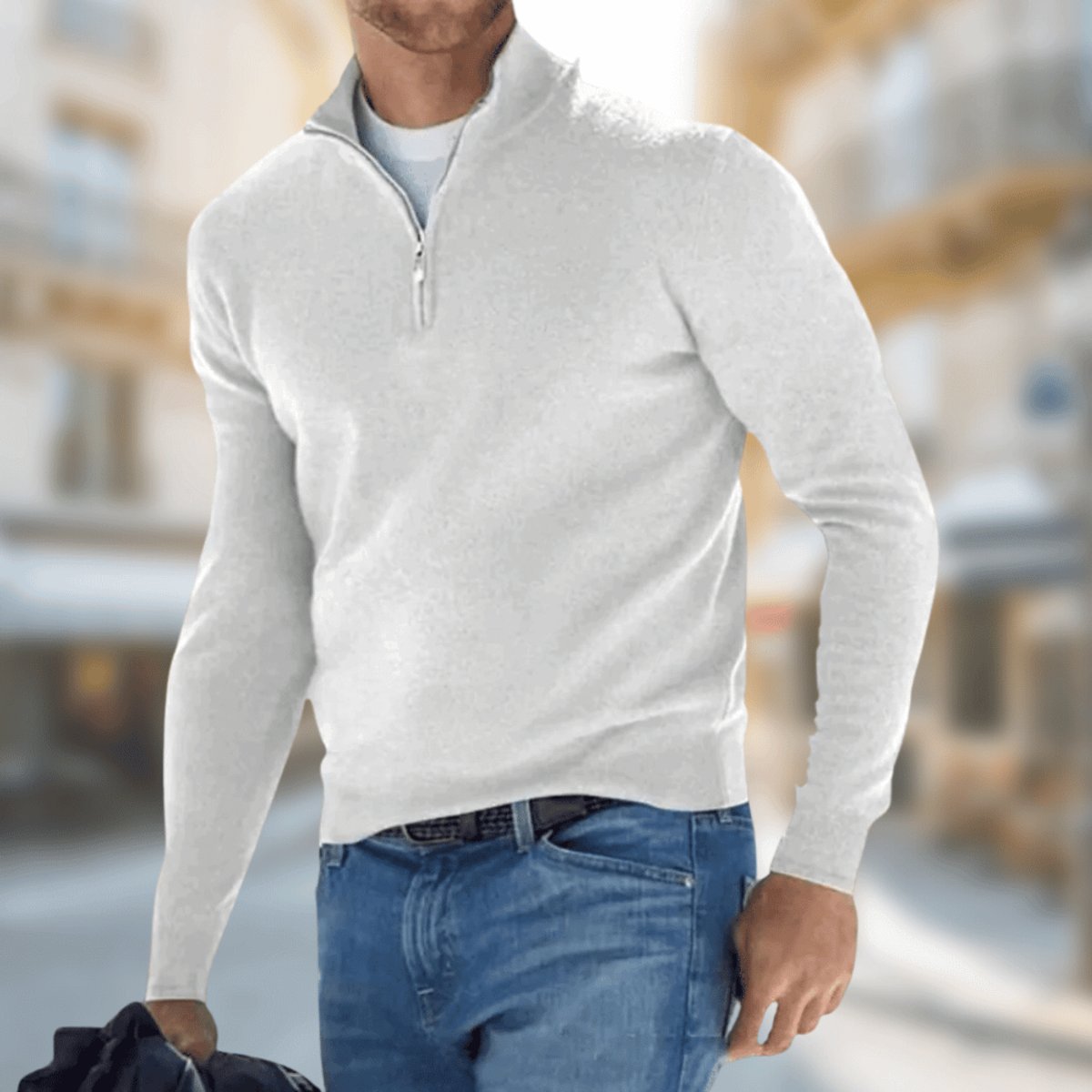 Jonas | Pull en Tricot Moderne avec Fermeture Éclair Quart