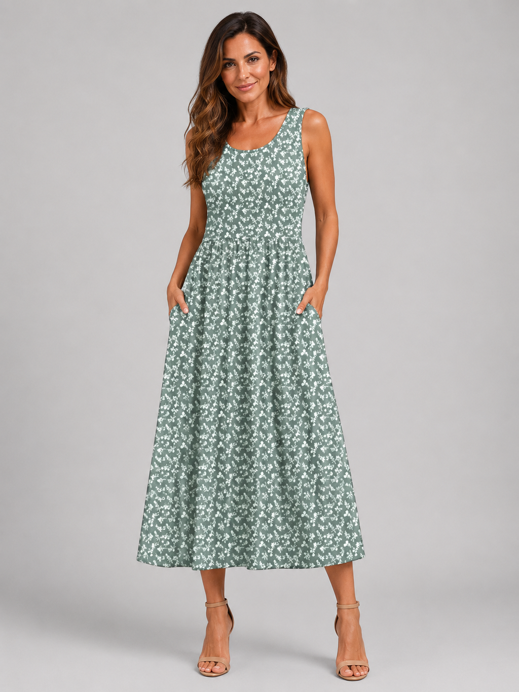 Franica | Robe maxi boho avec motif de feuilles tropicales