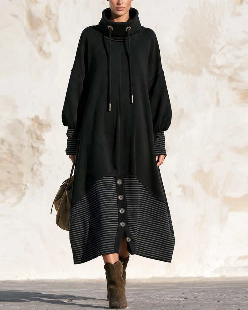Robe à col roulé avec cordon et rayures