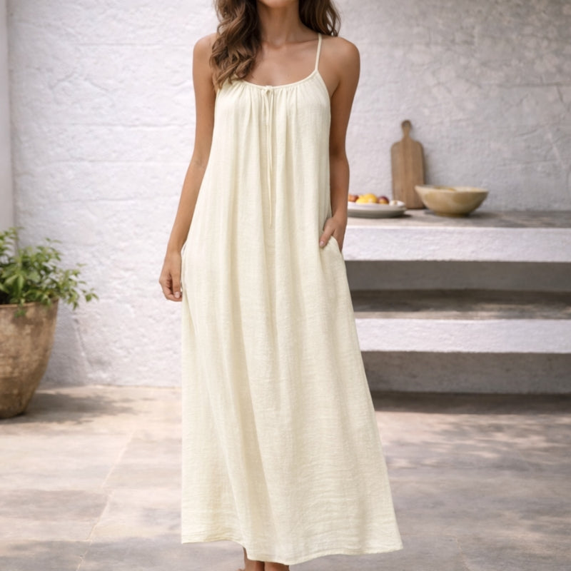 Robe Maxi Dos Nu à Bretelles Réglables pour Femme | Idéale pour les Journées Estivales et les Sorties Décontractées