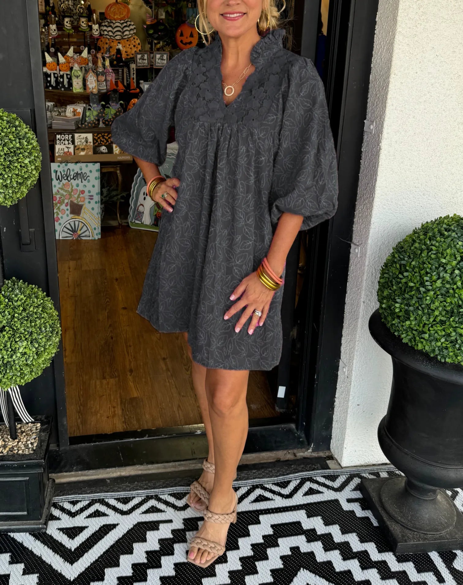 Faye | Robe Mini à Manches Bouffantes pour Femme en V