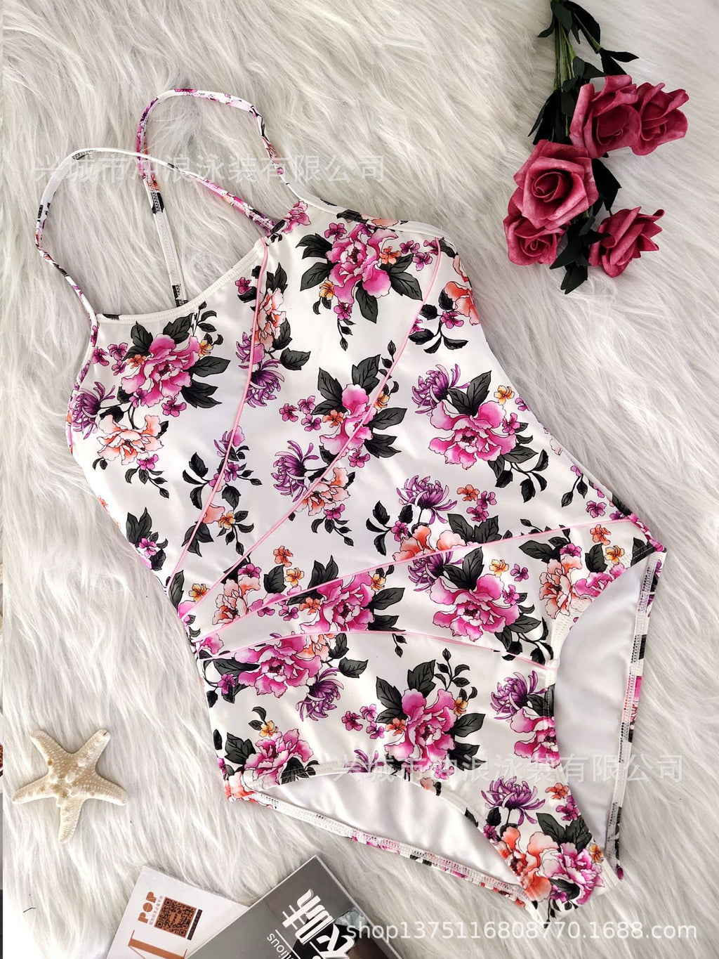 Maillot de bain de sport floral pour femmes avec silhouette dos nu R&B