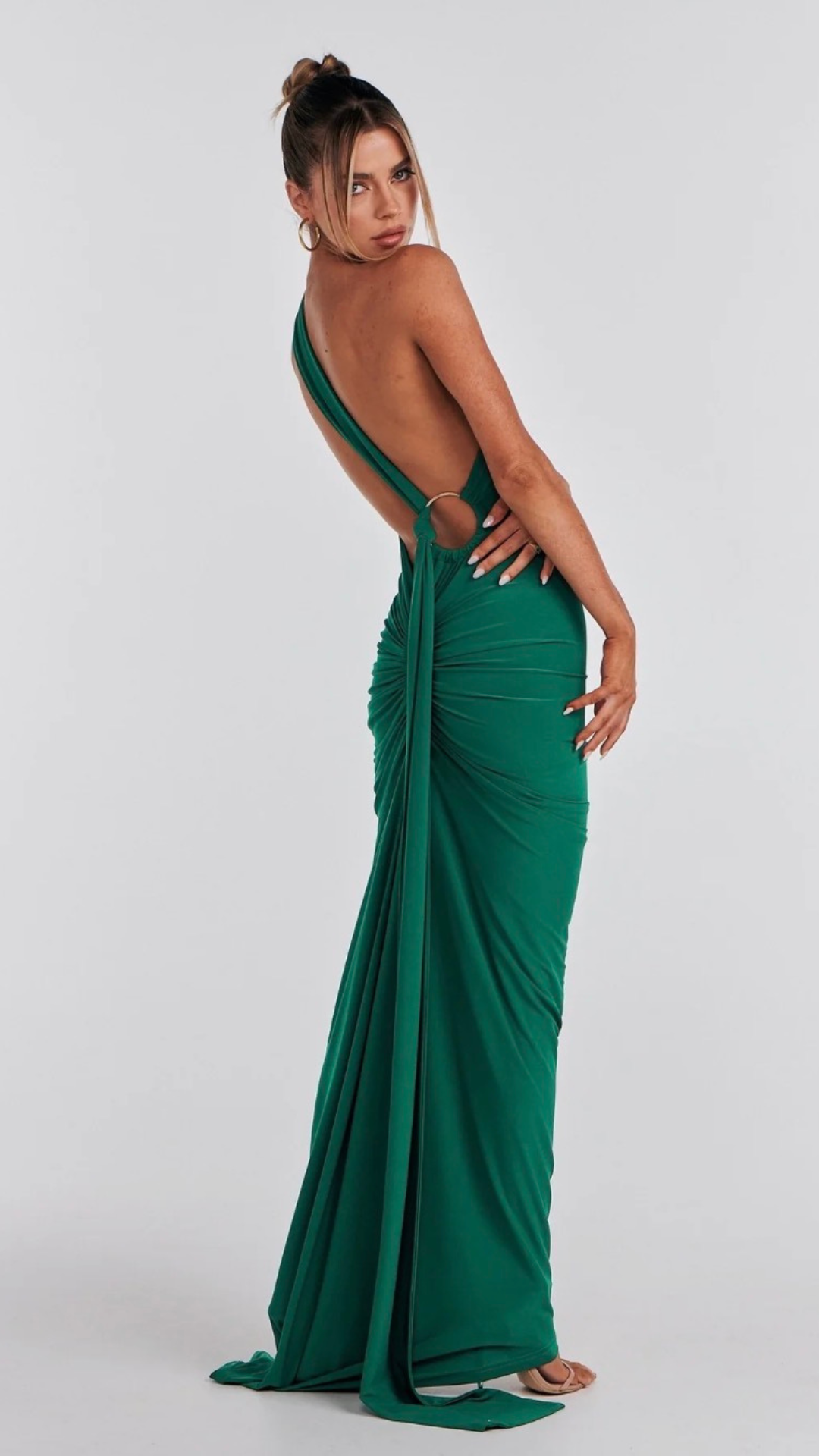 Yariela | Robe Maxi en Velours Élégante avec Traîne Latérale
