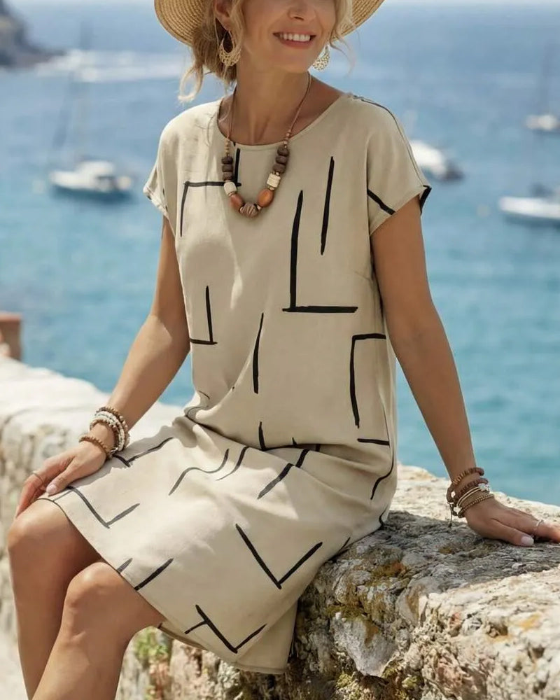 Rosavelle | Robe d'été confortable avec imprimé linéaire abstrait