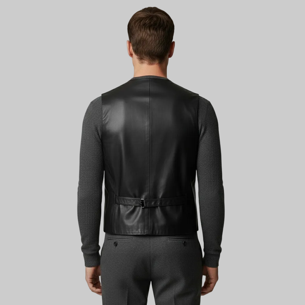 Gilet ajusté en cuir raffiné