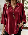 Blouse À Col Manches Courtes Ample