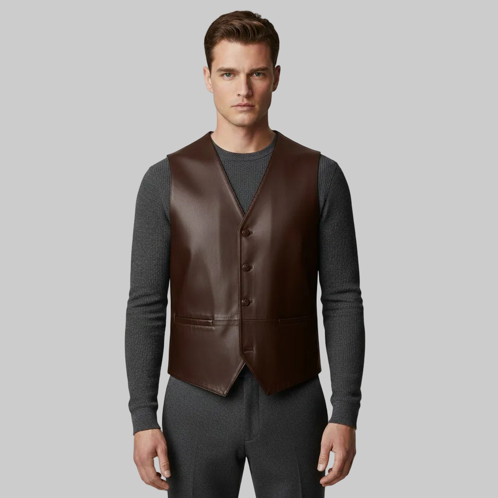 Gilet ajusté en cuir raffiné