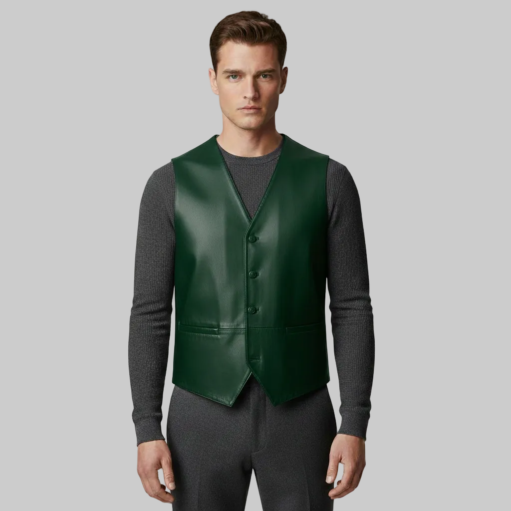 Gilet ajusté en cuir raffiné