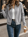 Cardigan femme côtelé avec fermeture zippée