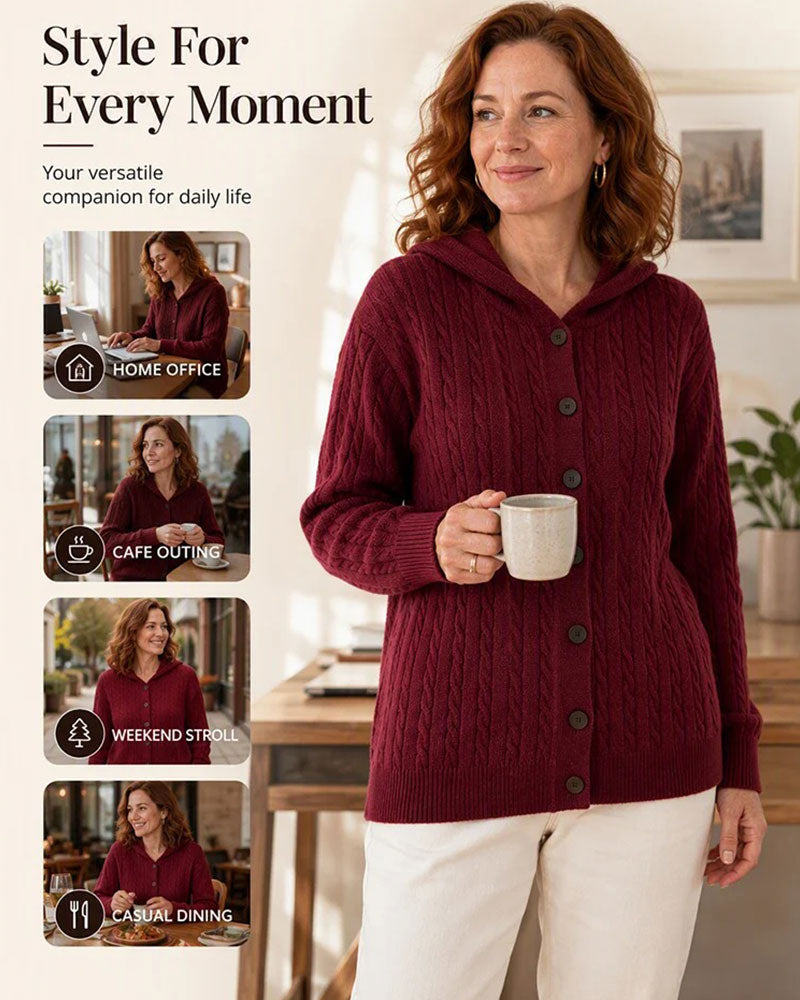 Cardigan Tricot Ouvert à Capuche