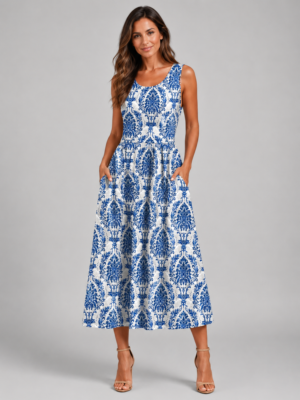 Franica | Robe maxi boho avec motif de feuilles tropicales
