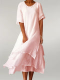 Vivienne | Robe maxi femme avec encolure ronde et volants