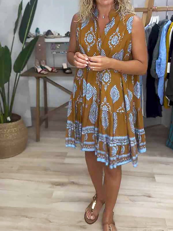 Millie | Robe Mini Sans Manches Imprimée Boho pour Femme