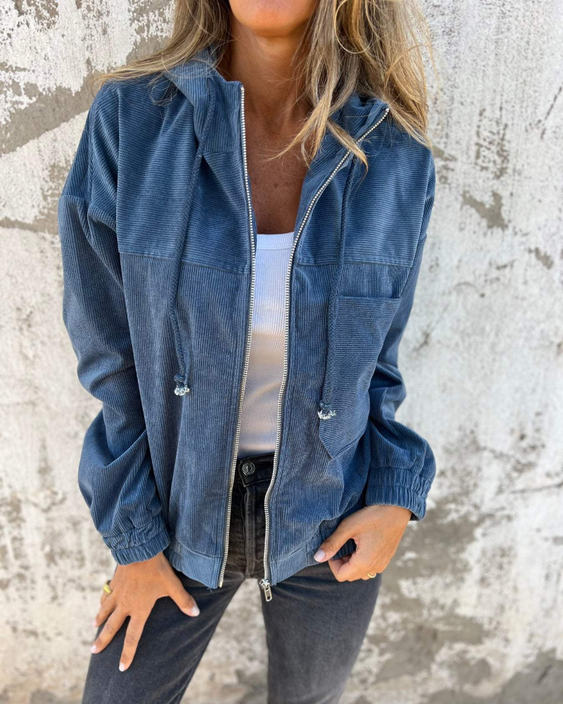 Danna™ - Veste en velours côtelé avec capuche et fermeture éclair