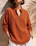 Blouse en Velours Côtelé à Col Montant