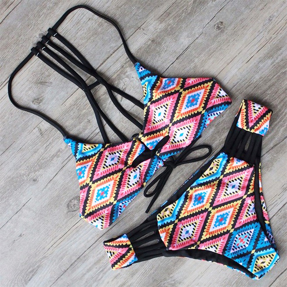 Ensemble de bikini pour femmes avec motif géométrique R&B