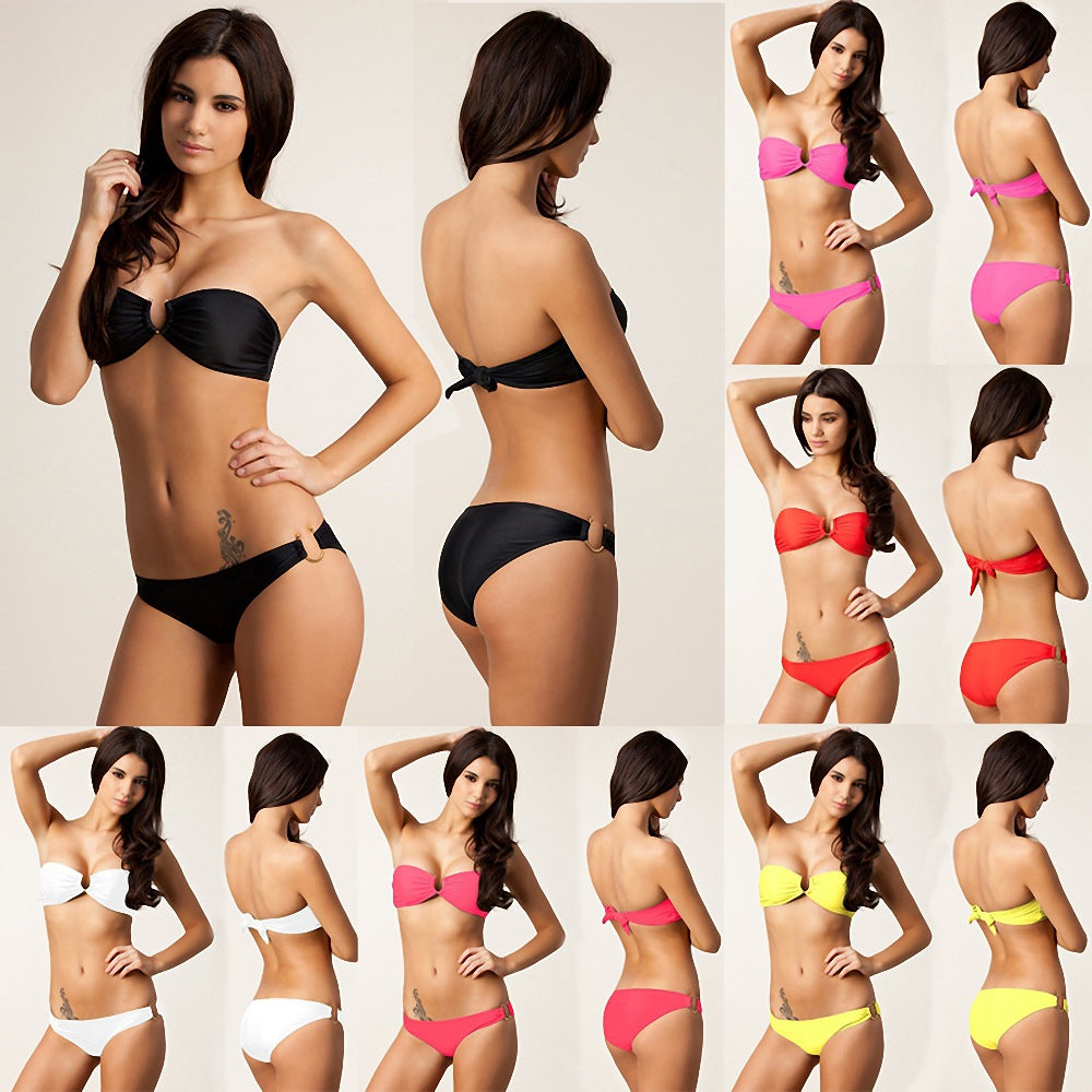 Bikini bandeau pour femmes avec anneau décoratif R&B