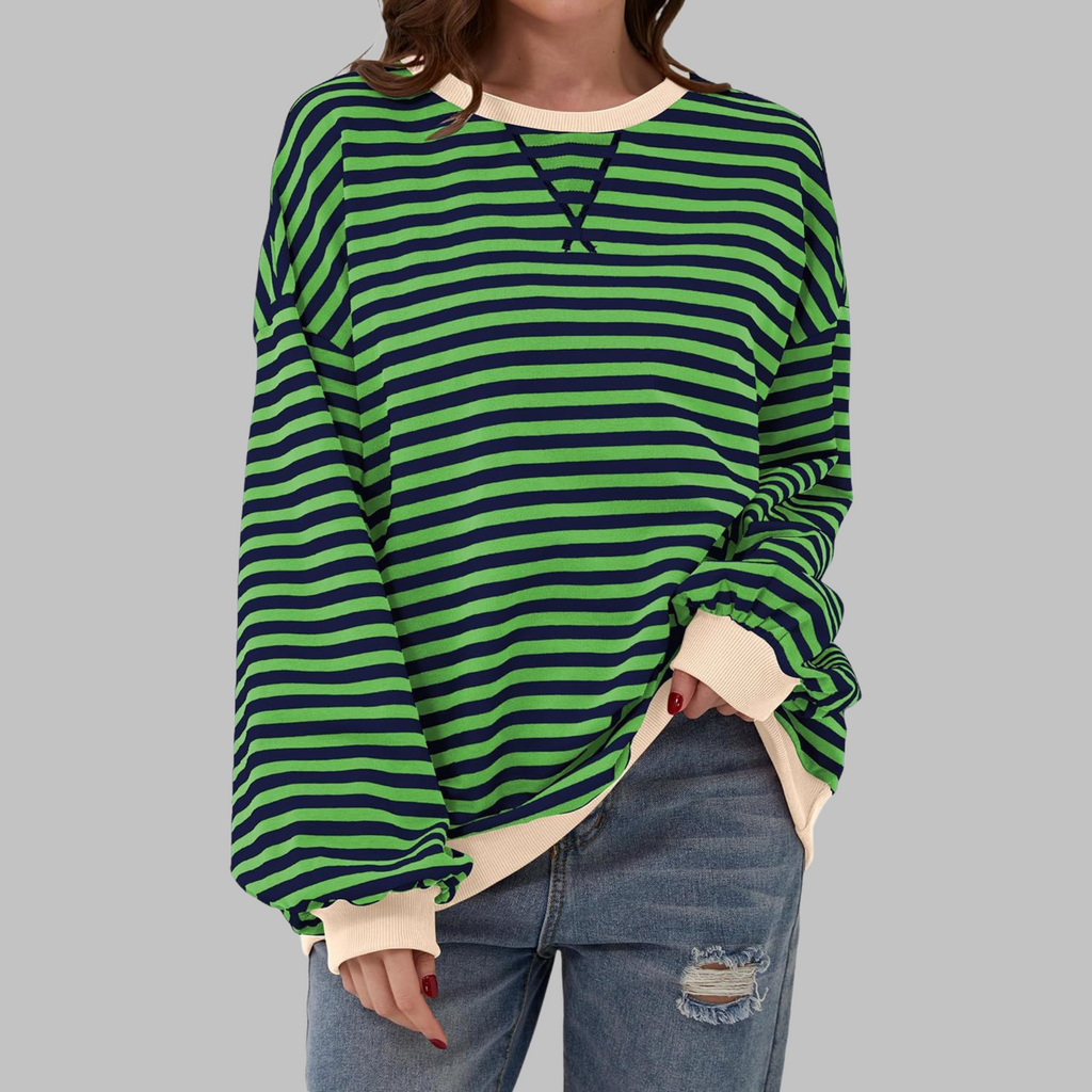 Ellen - Pull Rond à Rayures Élégant