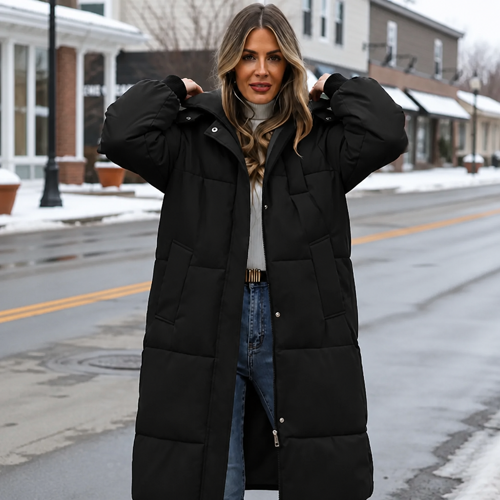 Elise | Manteau d'hiver long et élégant pour femmes avec capuche
