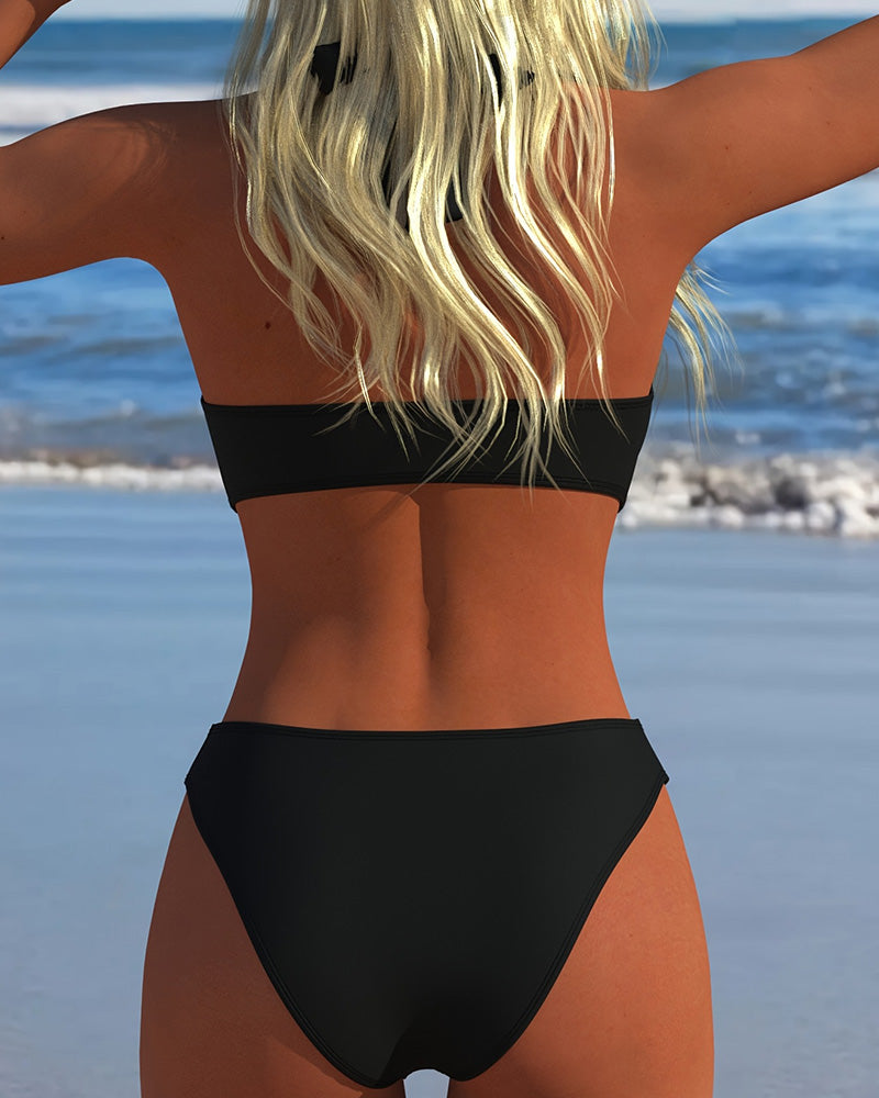 Bikini Halter Cœur Boucle Unie