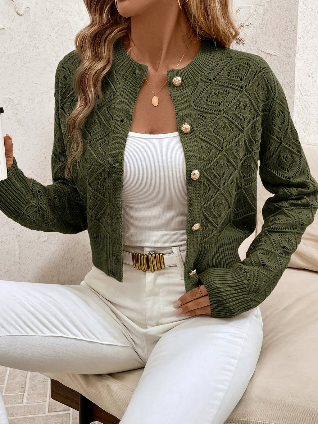 Martine - Gilet Élegant en Tricot avec Boutons