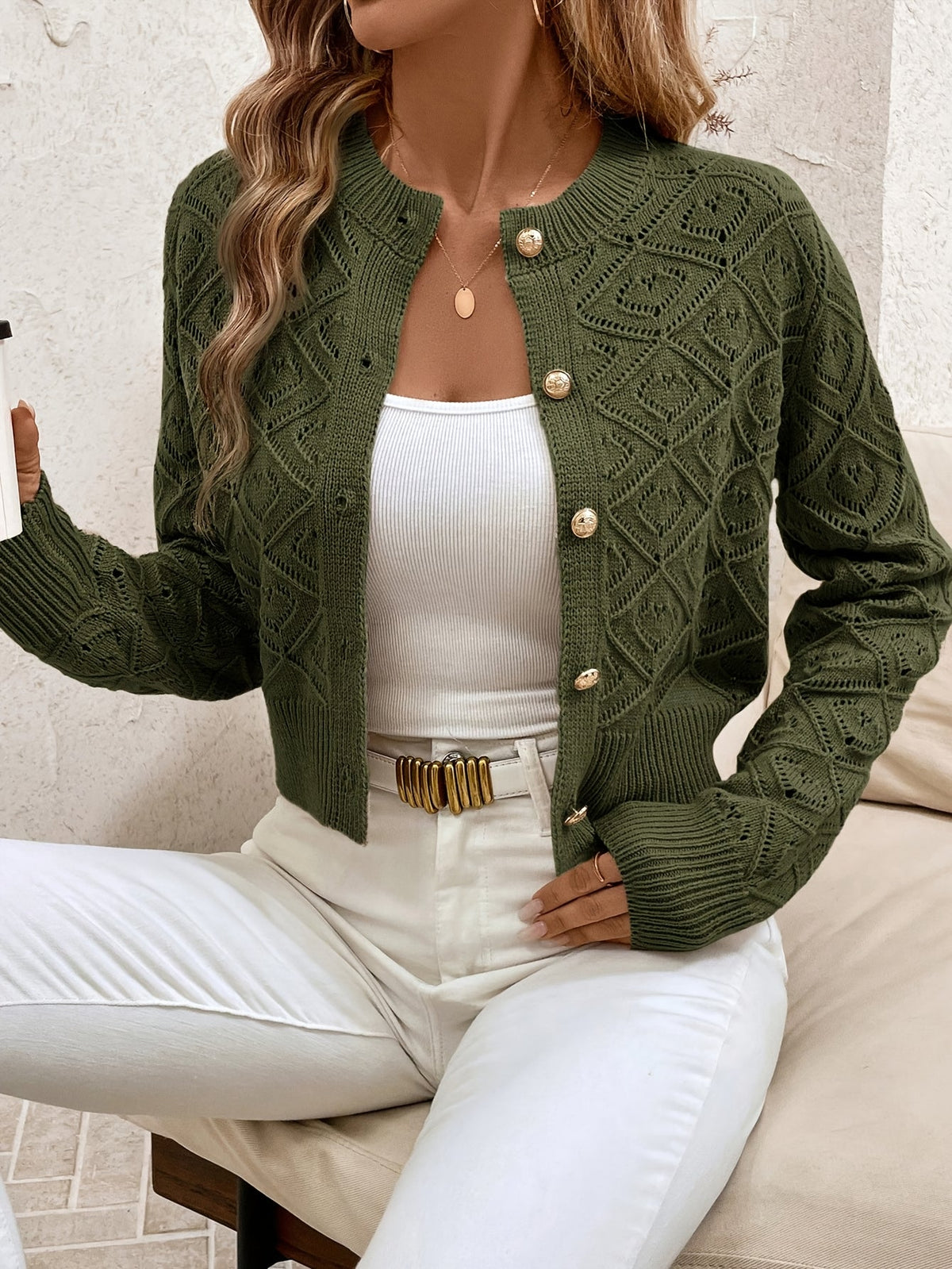 Martine - Gilet Élegant en Tricot avec Boutons