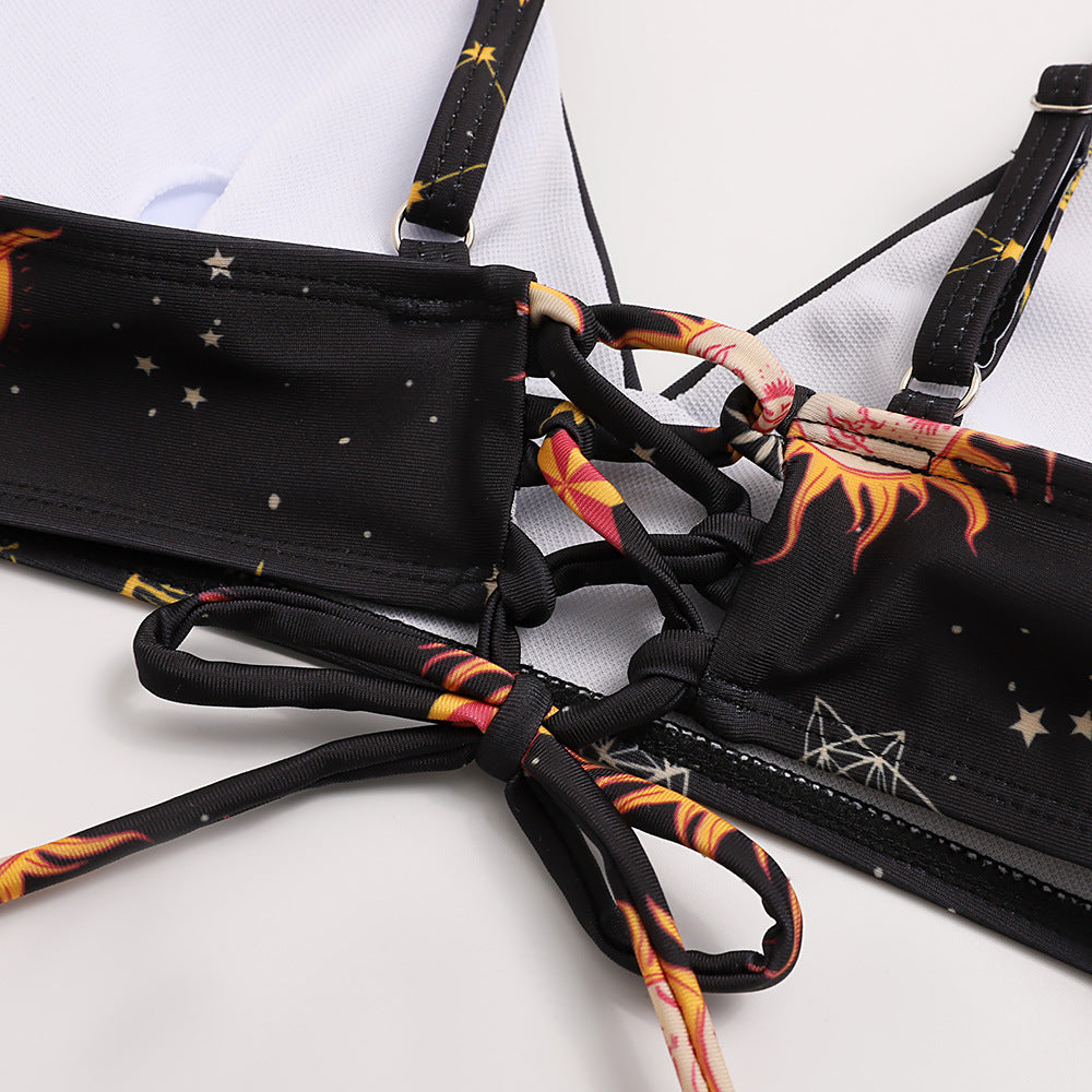 Bikini triangle pour femmes avec bretelles ajustables et design galaxie frappant R&B