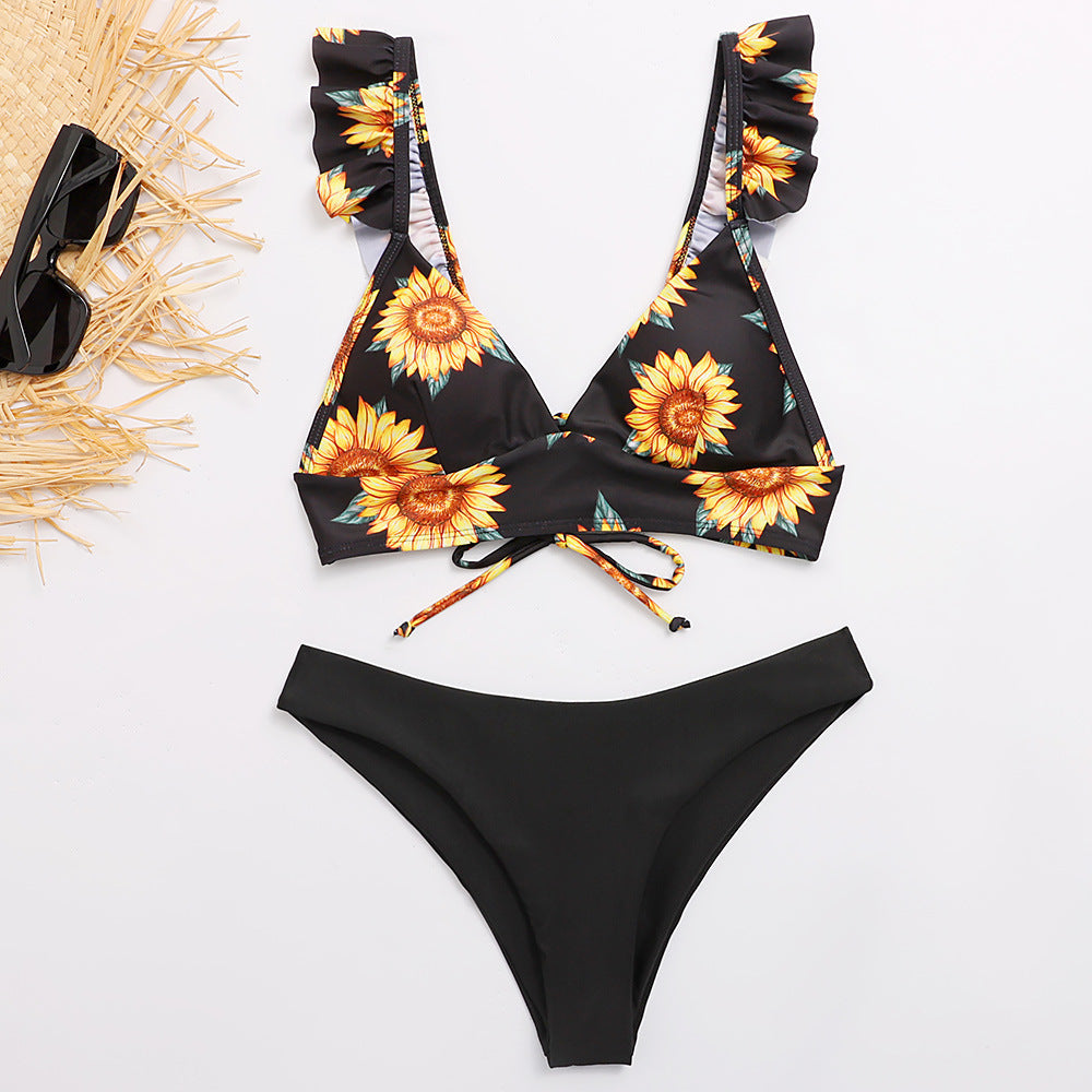 Bikini triangle pour femmes avec bretelles ajustables et design galaxie frappant R&B