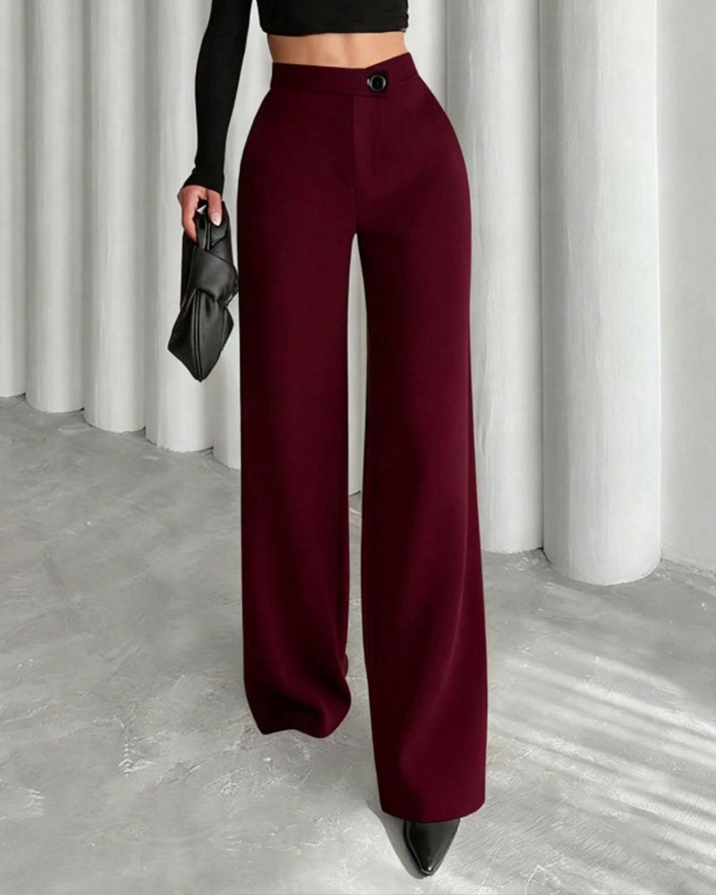 Pantalons de Costume Drapés Taille Haute