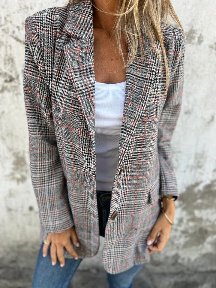Olivia | Blazer à motif tartan élégant et décontracté
