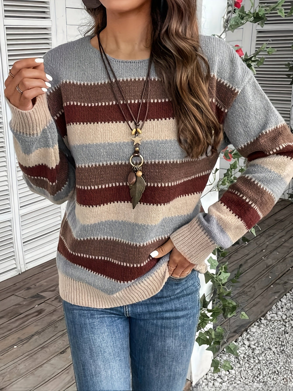 Delphine | Pull à Col Rond Rayé