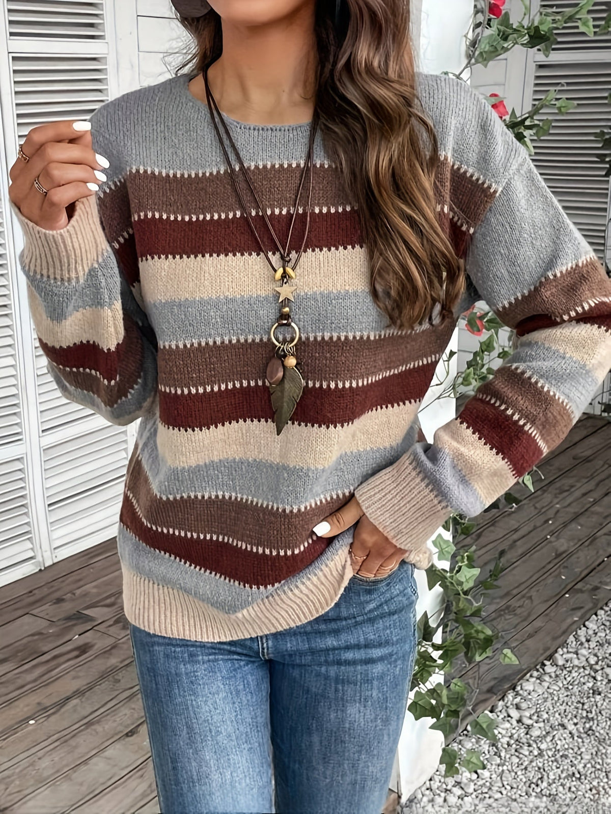 Delphine | Pull à Col Rond Rayé