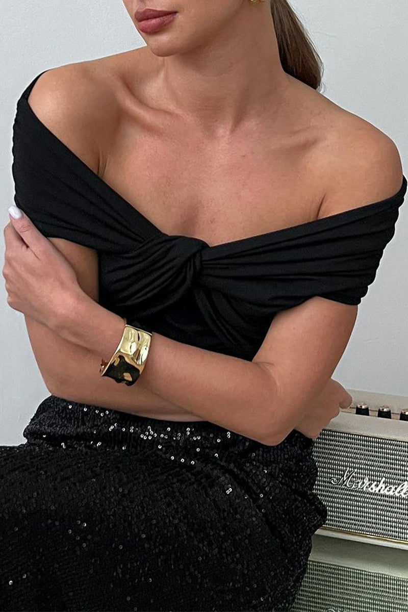 Top Épaules Dénudées Avec Détail Torsadé Pour Femmes | Idéal Pour Les Sorties Et Les Occasions Quotidiennes
