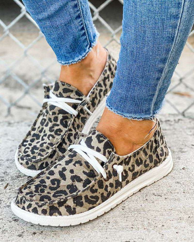 Baskets mocassins tendance pour femmes avec motif léopard à la mode R&B